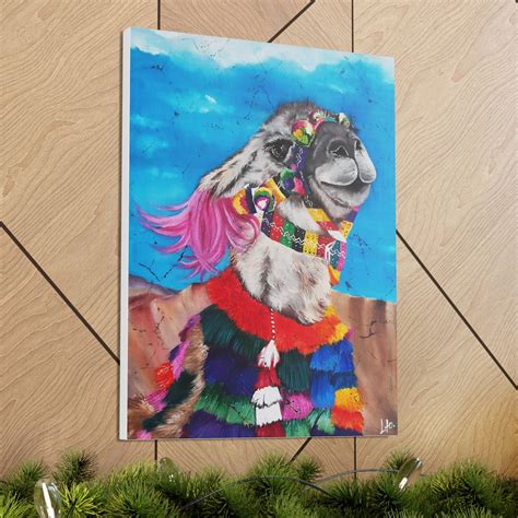 Colorful Llama Batik Art Print Rainbow Llama Wall Art Alpaca Silk
