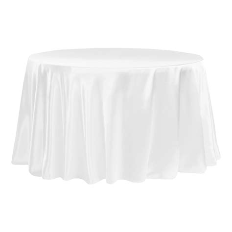 132 Inch Satin White Round Tablecloth At Cv Linens