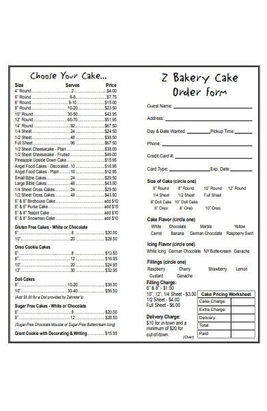 Free 31 Bakery Order Forms In Pdf Ms Word Xls