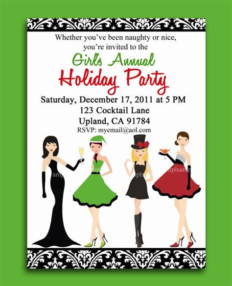 Christmas Cocktail Party Printable Or Printed With Free Shipping Girl S Night Out Cocktail