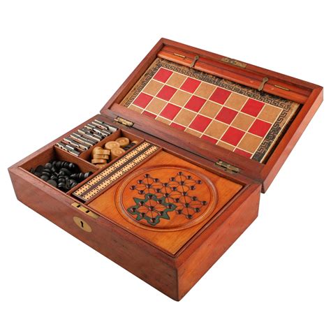 Antique Games Box Edwardian Games Compendium Games Box Wooden