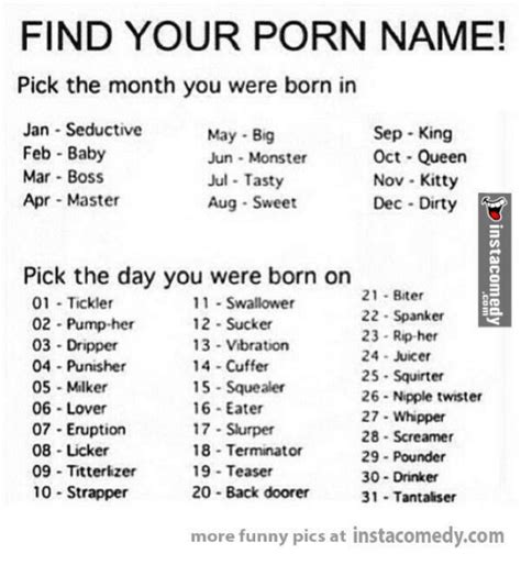 FIND YOUR PORN NAME Pick The Month You Were Born In Jan Seductive Feb