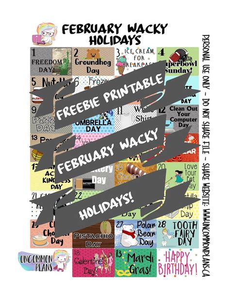 The Wacky Holidays Printables Are Back Tell Your Friends D These Are
