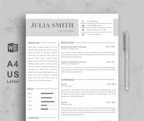 44 Minimalist Resume Template Word For Your Application