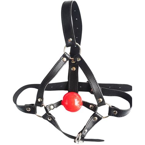 Faux Leather Head Harness Bondage Ball Gag Restraint 42mm Silicon