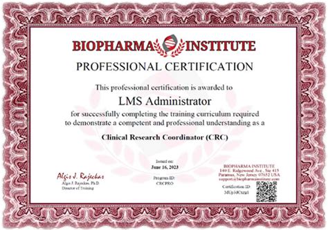 Sample Biopharma Institute Certificates Biopharma Institute