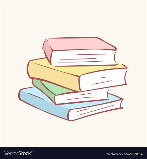 Pile Stack Books Hand Drawn Style Doodle Vector Image