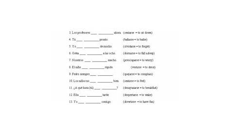 los verbos reflexivos worksheet answers