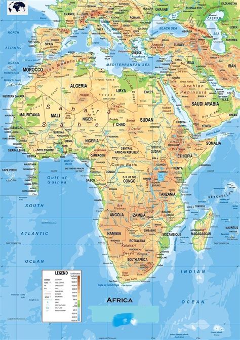 Free Printable Labeled Map Of Africa Physical Template PDF World