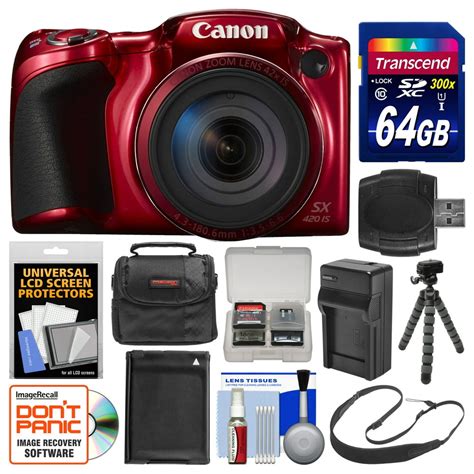 Canon Powershot Sx420 Is Wi Fi Digital Camera Red With 64gb Card