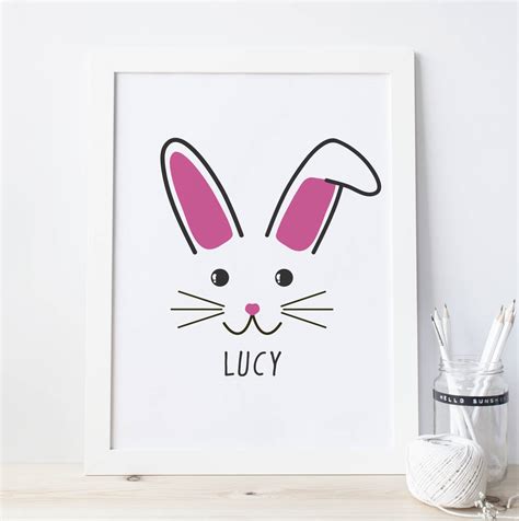 Bunny in the hole heat oven to 400°f and line a baking sheet with parchment paper. personalised framed cute bunny face print by sarah hurley ...