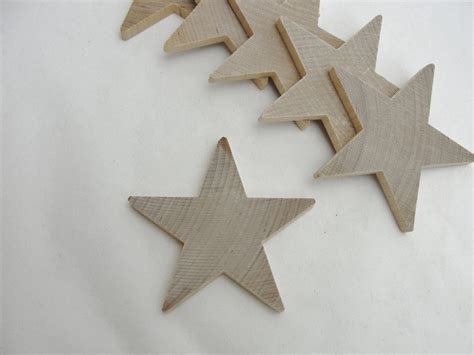 6 Traditional 3 Inch 3 Wooden Stars Wood Star Etsy