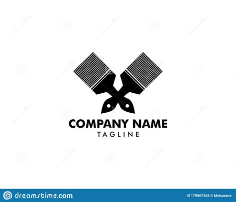 Two Crossed Paint Brush Logo Design Vector Illustration Stock Vector