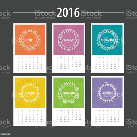 Calendar Template 2016 July August September October November December
