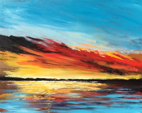 Acrylic Painting Ocean Sunset At Paintingvalley Com Explore