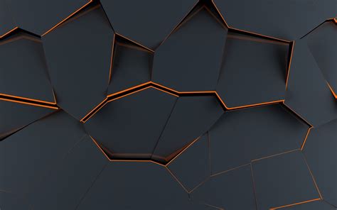 Black Digital Wallpaper Polygon Art Abstract Material Style 2k