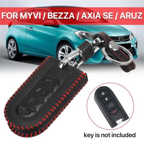 Pu Leather Car Remote Key Case Cover W Keychain For Perodua Myvi Bezza Axia Se Aruz Mr H