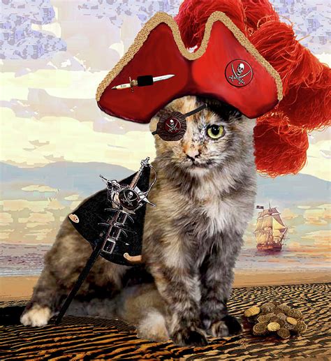 Teuti The Pirate Cats In Hats Series Mixed Media By Michele Avanti