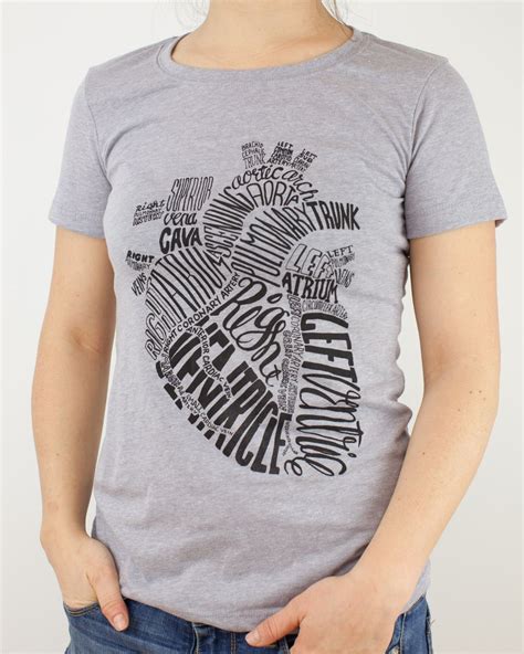 Anatomical Typographic Heart Tee Shirt | Nursing shirts, Heart tee shirt, Typographic tees