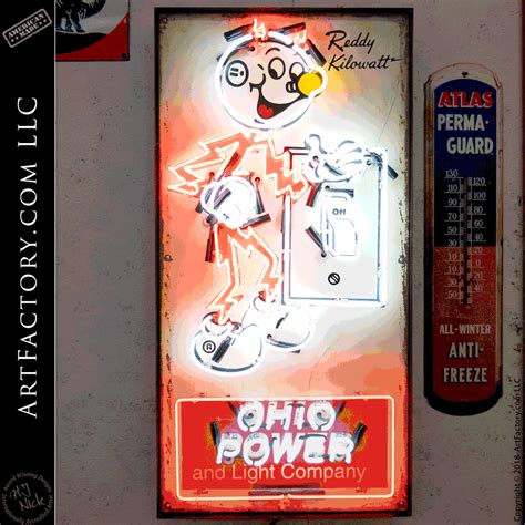 Vintage Neon Reddy Kilowatt Sign Ohio Power And Light Company
