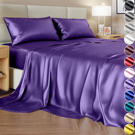 Amazon Com Decolure Satin Sheets Full Set Pcs Genuine And Luxurious Silk Touch Satin Sheets