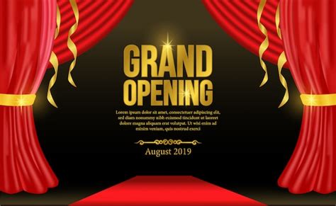 Premium Vector Grand Opening Template With Red Curtain And Carpet