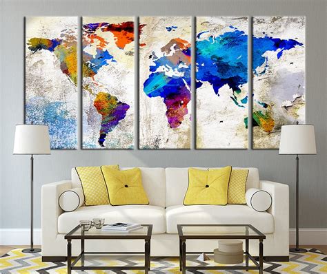 World Map Canvas Print Large Wall Art World By
