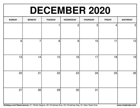 Printable December 2021 Calendar Templates With Holidays