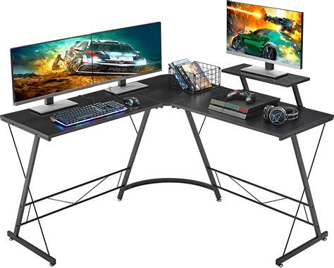 Acekid L Shape Computer Desk With Removable Monitor Stand Painted