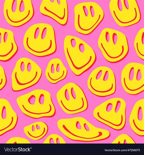Cool Trendy Groovy Smile Seamless Pattern Funky Vector Image