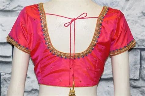 Pink Stitched Simple Thread Embroidery Work Blouse At Best Price In Chennai