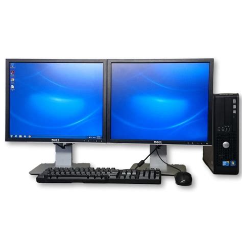 dell optiplex  desktop computer windows  pro dual  monitor set