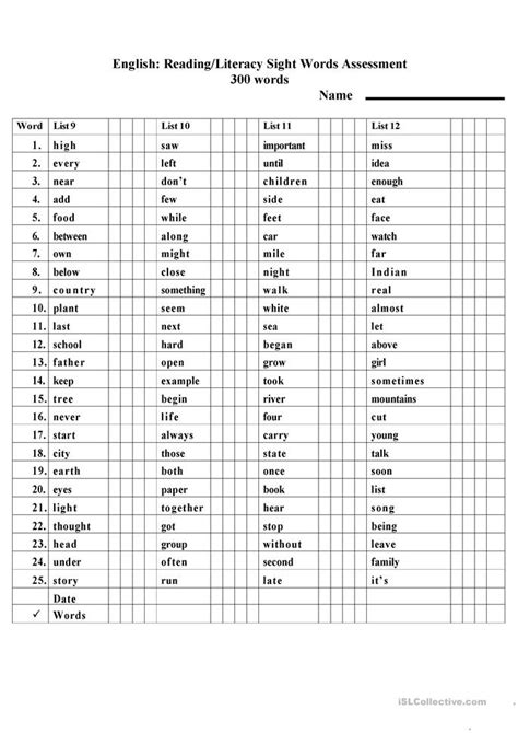 300 words fry sight words worksheet - Free ESL printable worksheets