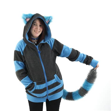 Pawstar Cheshire Cat Hoodie And Tail Combo Kitty Cat Anime Etsy