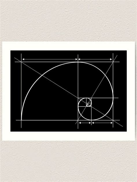 Golden Ratio Fibonacci Spiral Drawing Art Print By Symbolgrafix