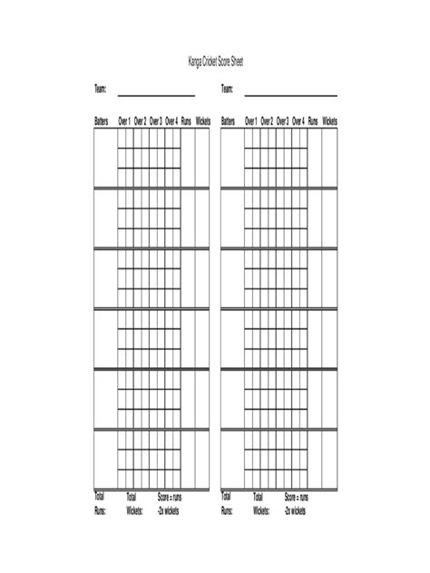 Please reach out to me if you'd like an estimate of current order to ship times. 2021 Cricket Score Sheet - Fillable, Printable PDF & Forms | Handypdf