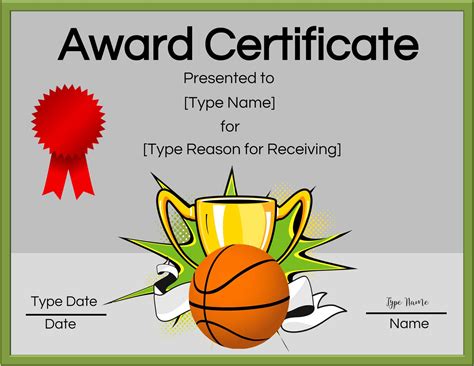 1,928 free certificate designs that you can download and print. Free Printable Basketball Certificates | Edit Online and Print at Home
