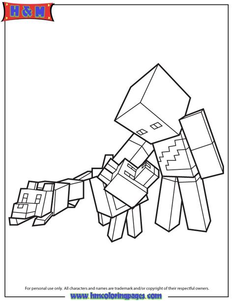 Minecraft Wolf Coloring Pages To Print Coloringpages2019