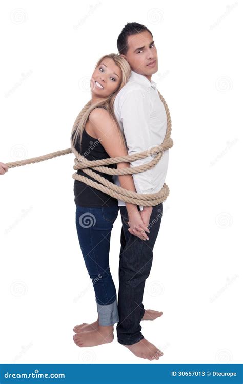 Couple Bound Together By A Rope Stock Image Image Of Custody People