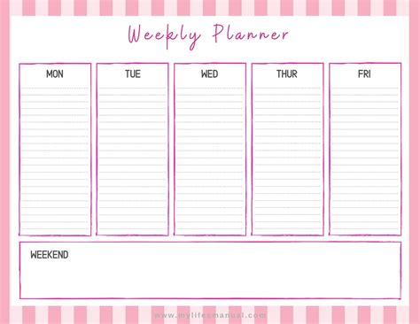 Weekly Planner Free Printables - Mylifesmanual