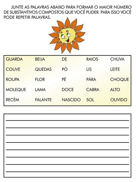 Atividades Substantivos Simples E Compostos
