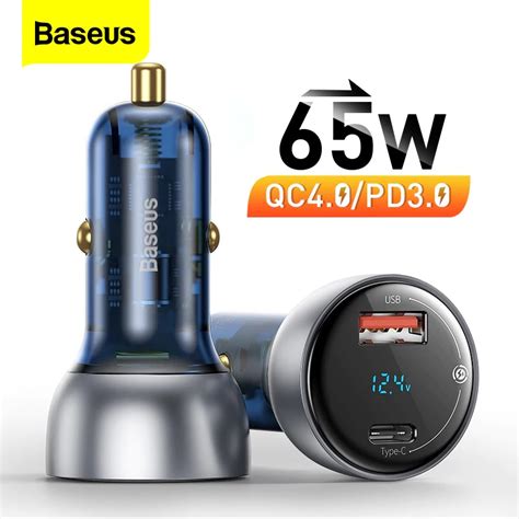 Baseus 65w Pps Usb Type C Dual Port Pd Qc Fast Charging Car Charger