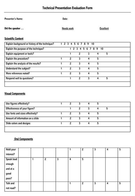 25 Free Presentation Evaluation Form Templates Pdf Word