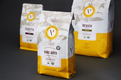 New four barrel coffee bags spotted in the wild. Cafe Virtuoso Coffee Packaging — The Dieline | Packaging ...