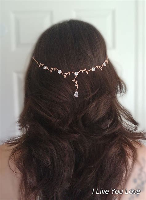 Crystal Ivy Rose Gold Bridal Hair Chain Hair Jewelry Hair Accessories