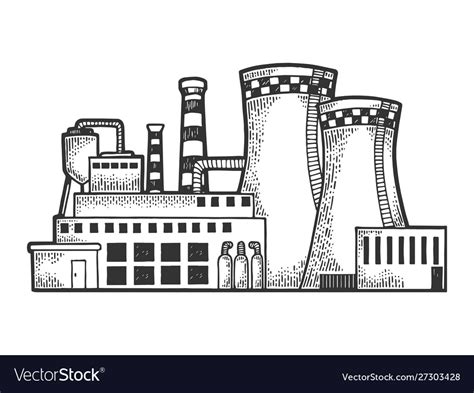 Nuclear Power Plant Sketch Royalty Free Vector Image