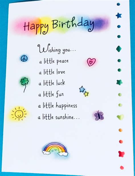 Happy Birthday Poem Greeting Card Bday Card Birthday Poem Gift Cute Watercolor Celebration