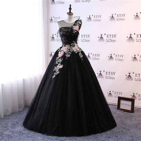 Black Ball Gown Tulle Women Formal Evening Prom Dress Long Etsy