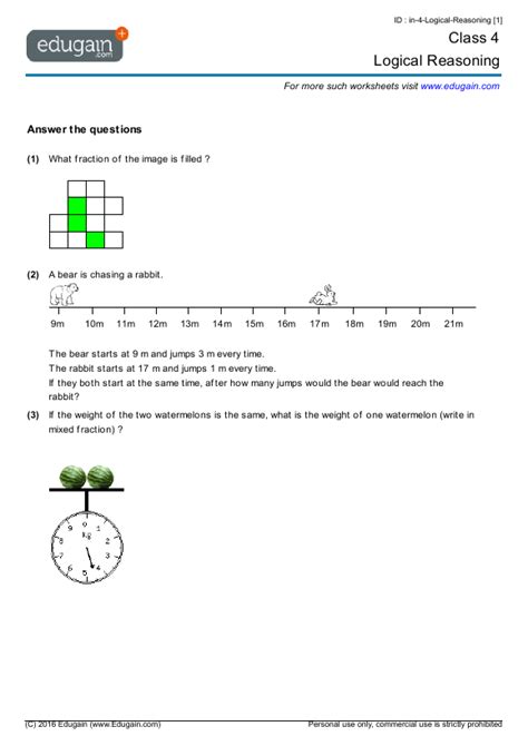grade  math worksheets  problems logical reasoning edugain usa