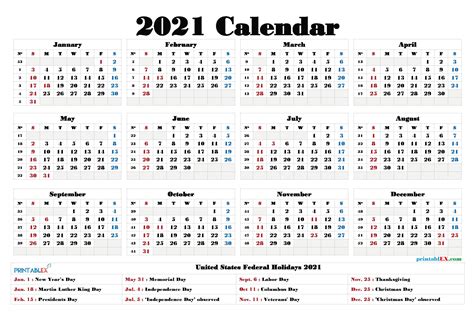 Free Printable Calendar 2021 Regarding Federal Government Calendar 2021